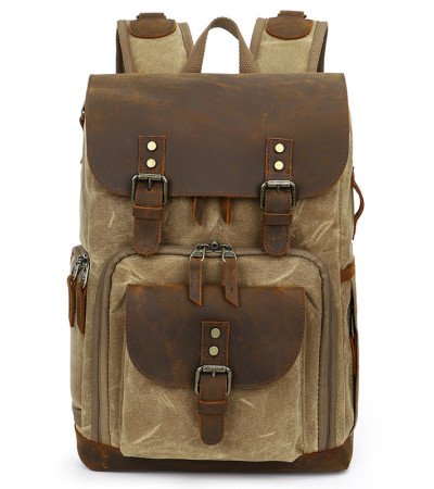 Waxed canvas camera backpack best waterproof canvas bag laptop 15