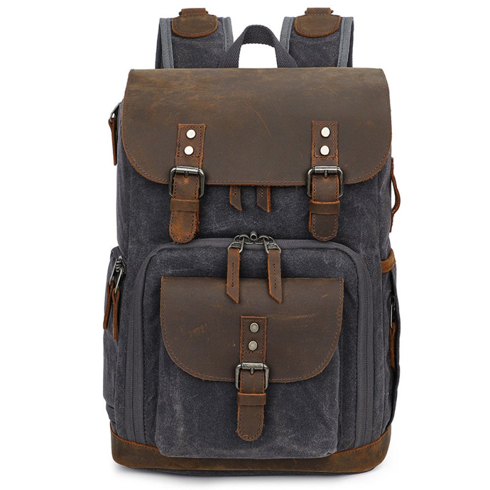 Waxed canvas camera backpack best waterproof canvas bag laptop 15