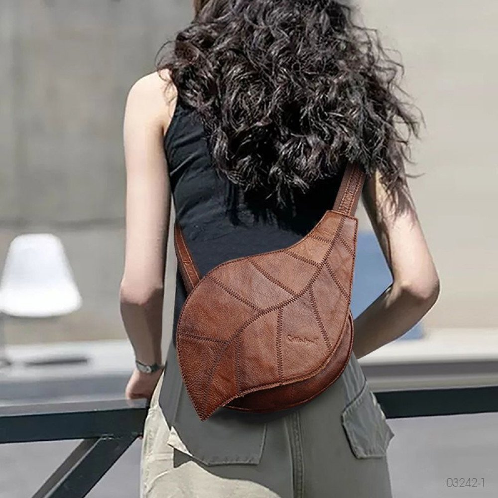 Brown leather sling bag vintage chest sling bag for women