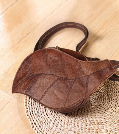 Brown leather sling bag vintage chest sling bag for women