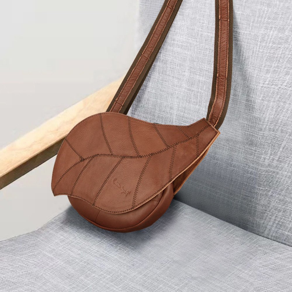 Brown leather sling bag vintage chest sling bag for women