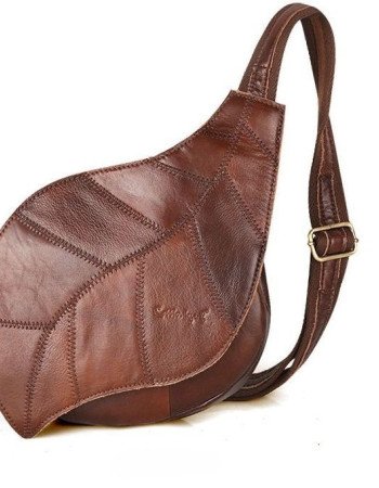 Brown leather sling bag vintage chest sling bag for women