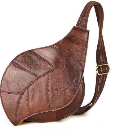 Brown leather sling bag vintage chest sling bag for women