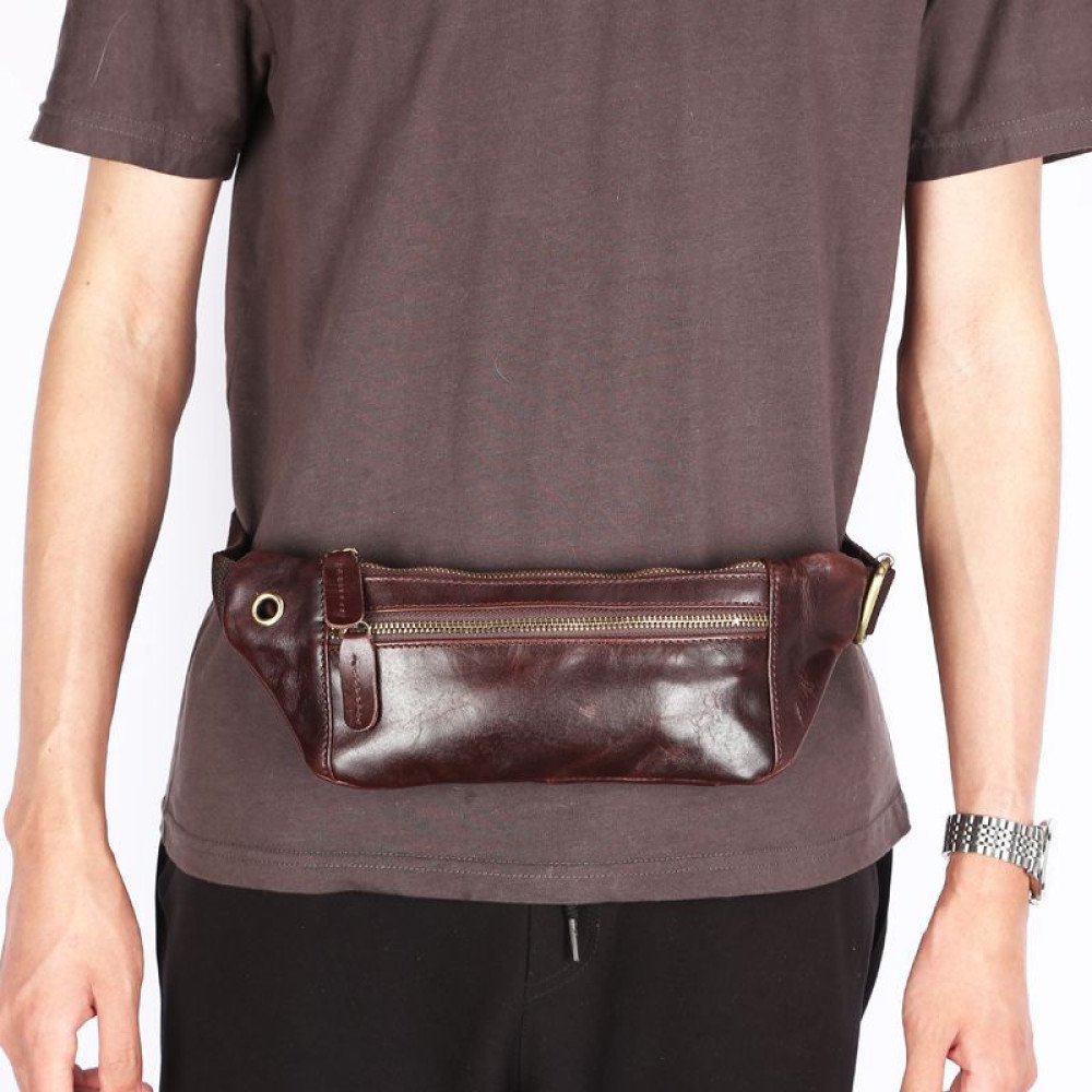Brown leather belt bag mens leather bum bag