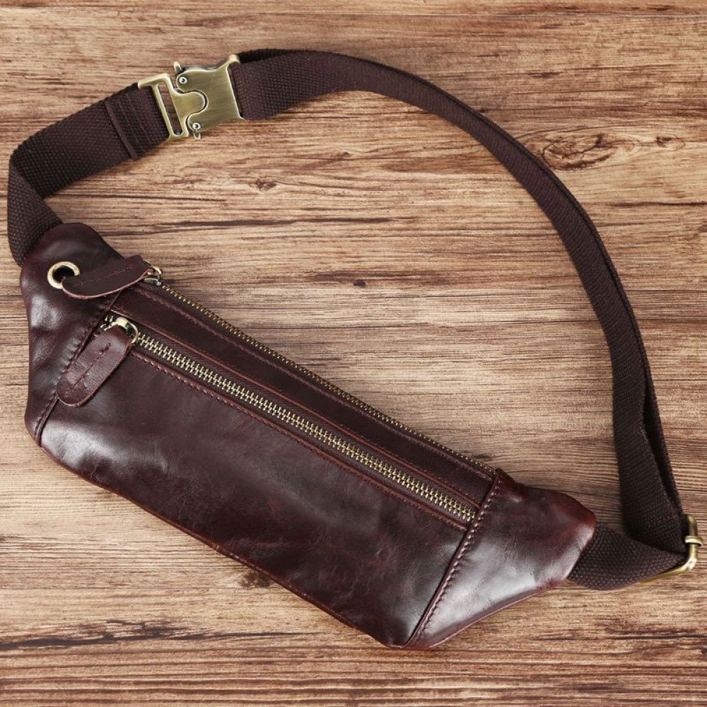 Brown leather belt bag mens leather bum bag