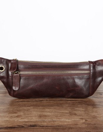 Brown leather belt bag mens leather bum bag
