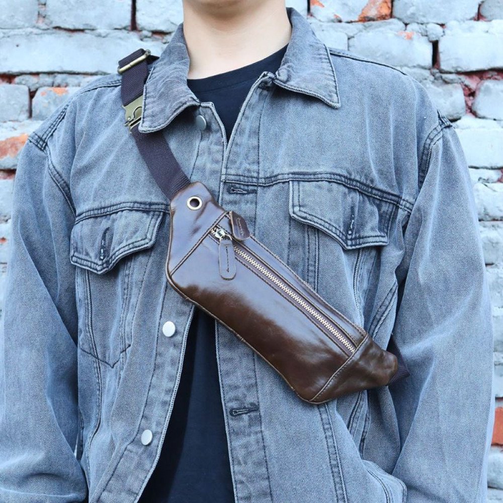 Brown leather belt bag mens leather bum bag