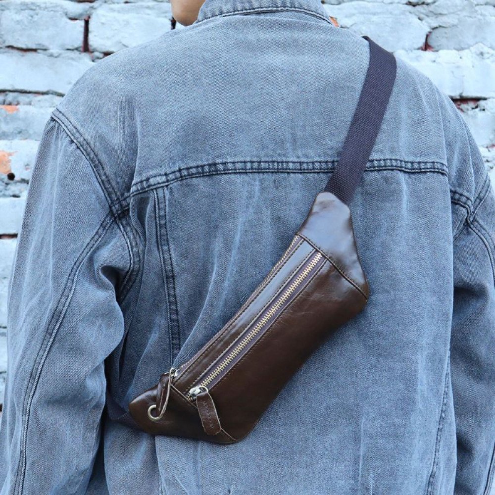 Brown leather belt bag mens leather bum bag