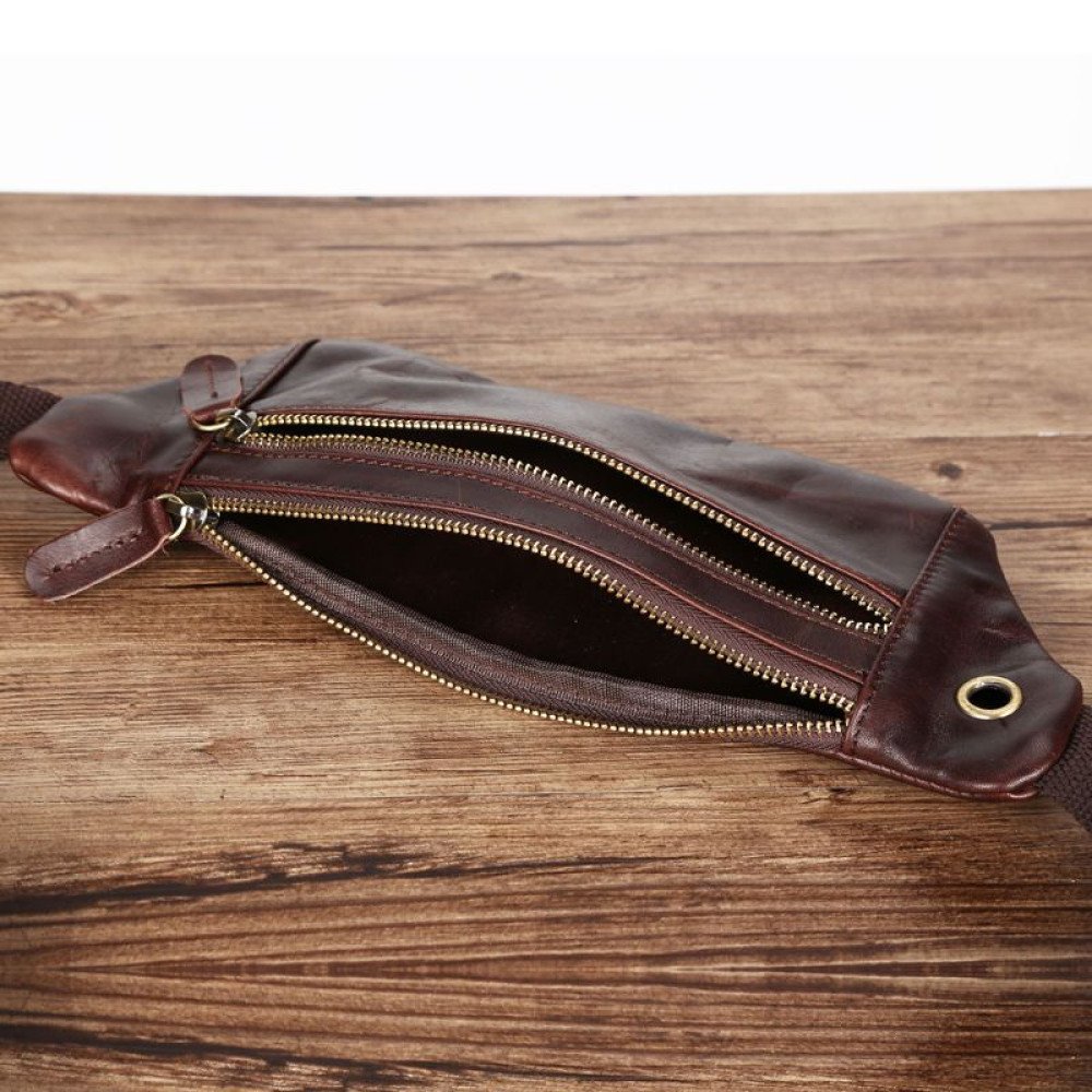 Brown leather belt bag mens leather bum bag