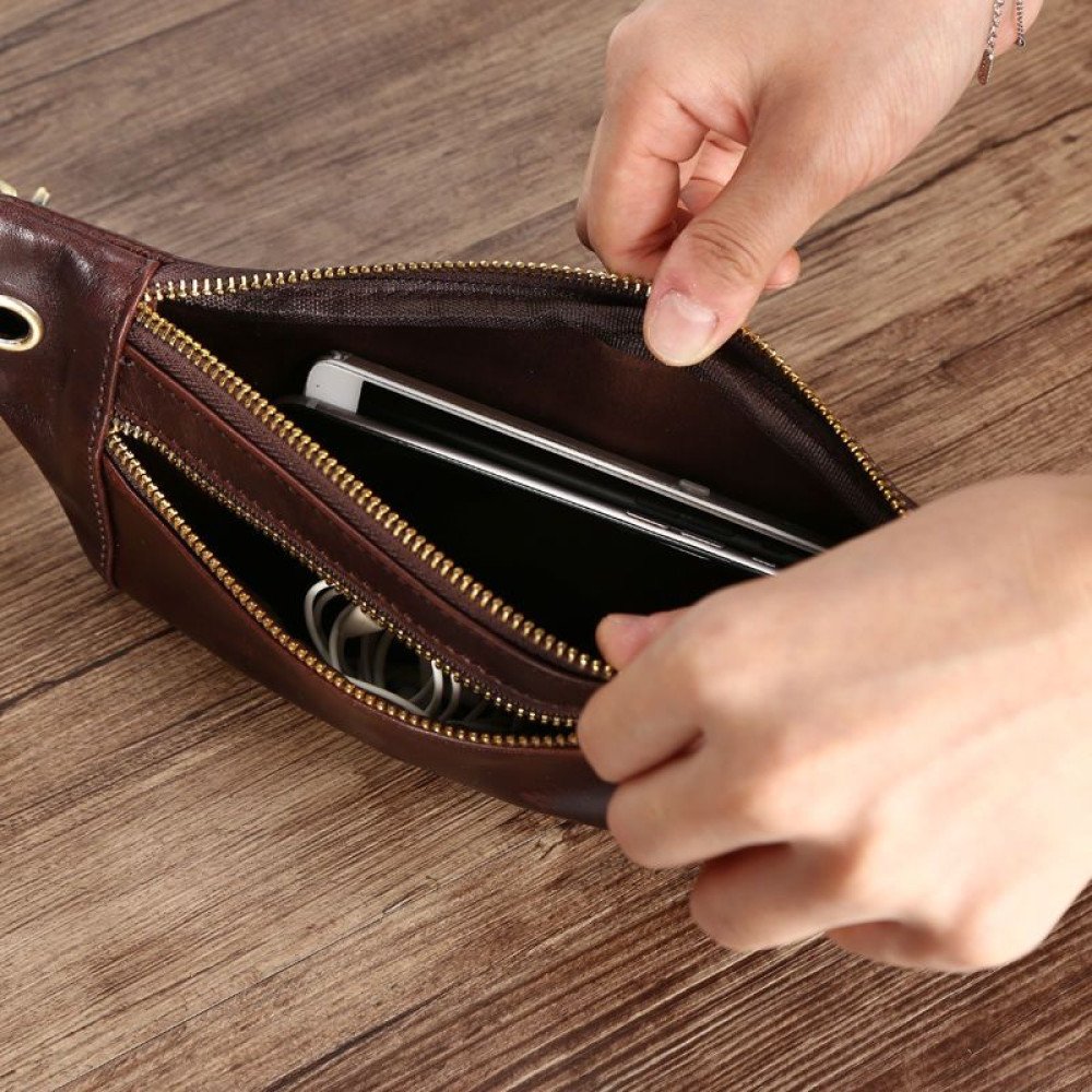 Brown leather belt bag mens leather bum bag