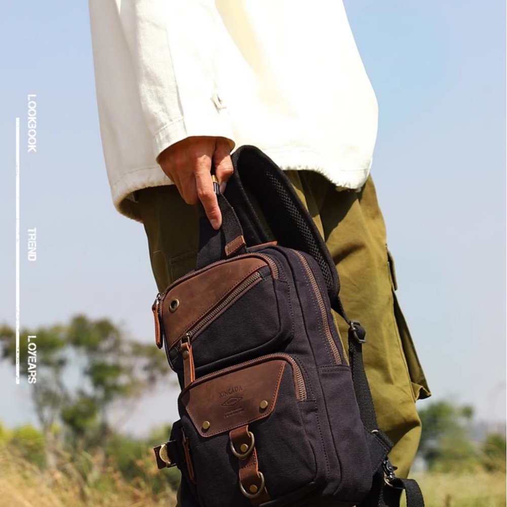 Crossbody sling purse canvas sling backpack for men women