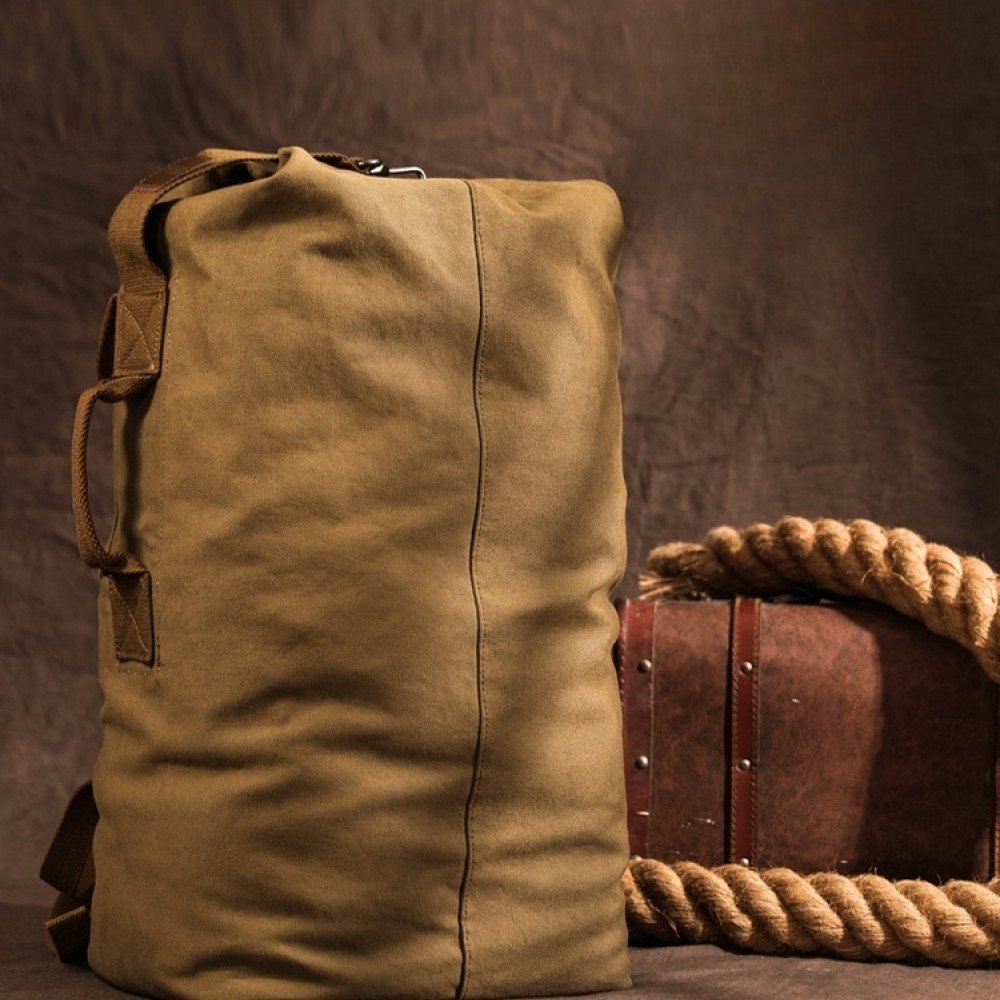 Canvas rucksack large bag mens backpack casual khaki black