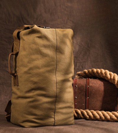 Canvas rucksack large bag mens backpack casual khaki black