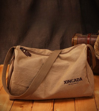 Vintage crossbody bag canvas gym bag men women khaki black