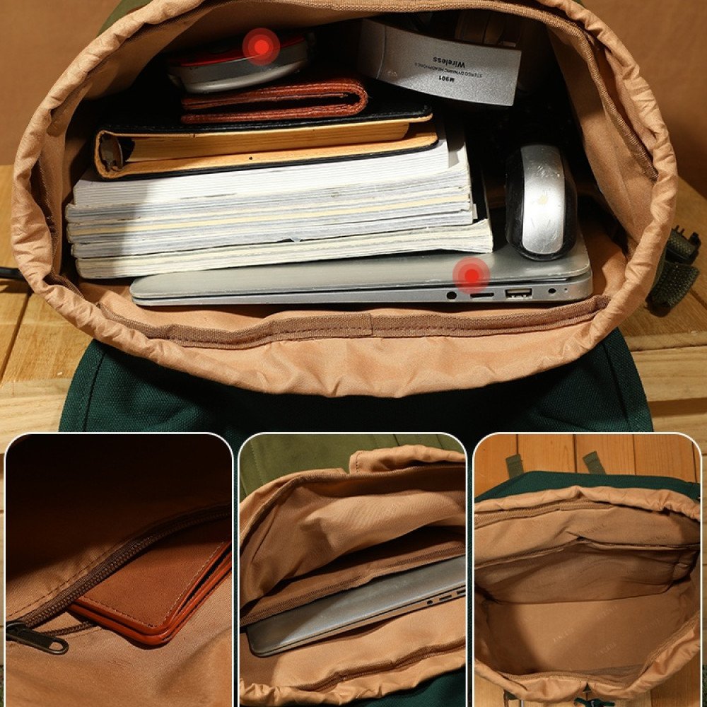 Canvas hiking backpack 16 laptop rucksack large backpacks unisex