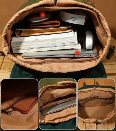 Canvas hiking backpack 16 laptop rucksack large backpacks unisex