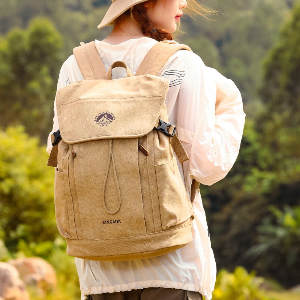 Canvas hiking backpack 16 laptop rucksack large backpacks unisex