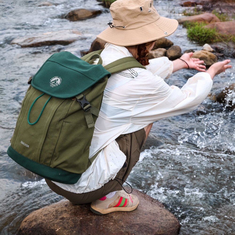 Canvas hiking backpack 16 laptop rucksack large backpacks unisex