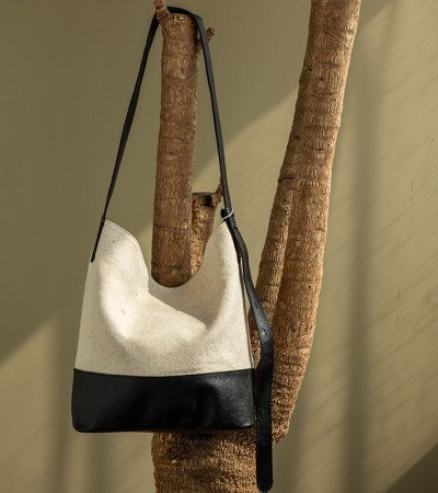 Linen bag leather crossbody purses for women cross shoulder bag