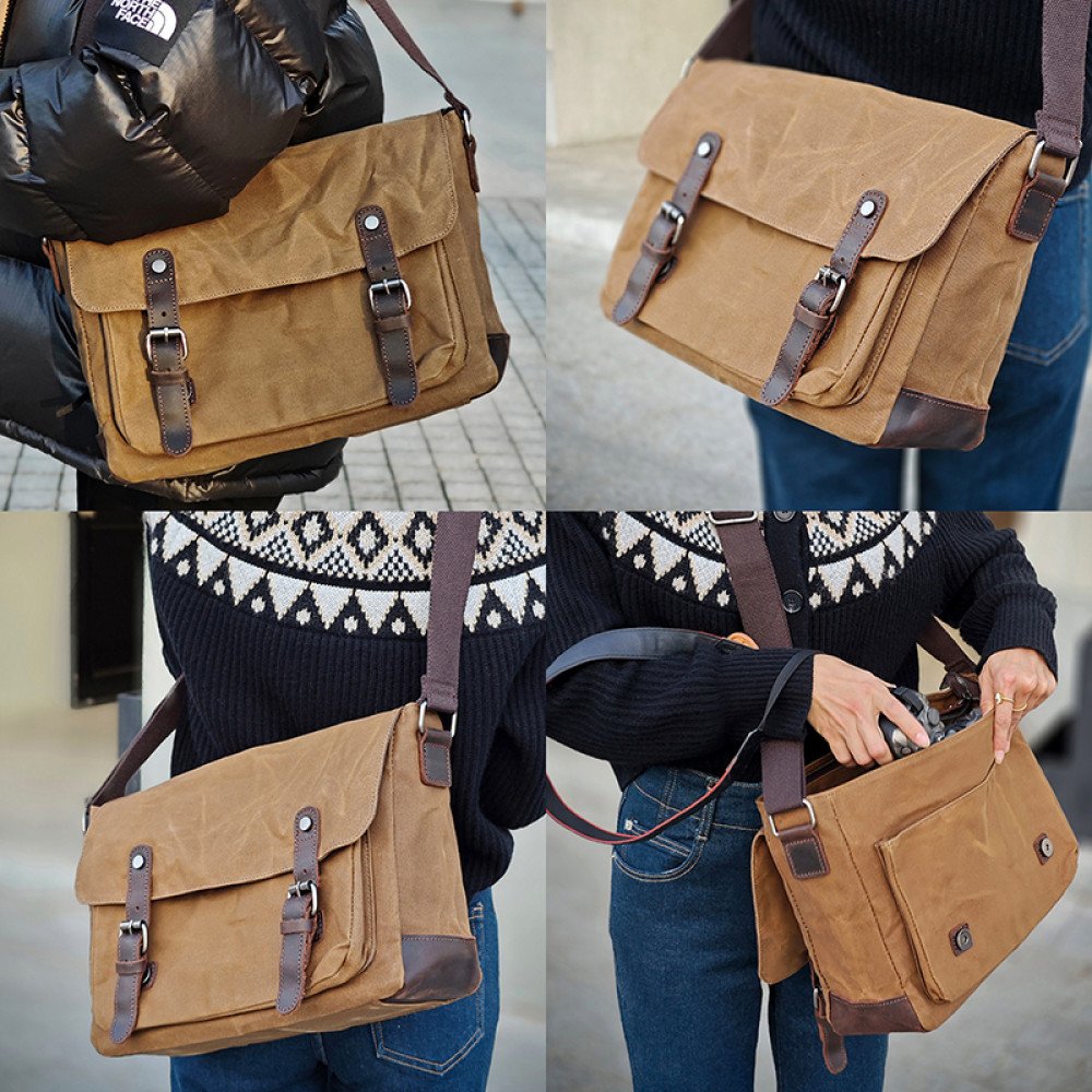 Camera bag crossbody waxed canvas waterproof camera bag