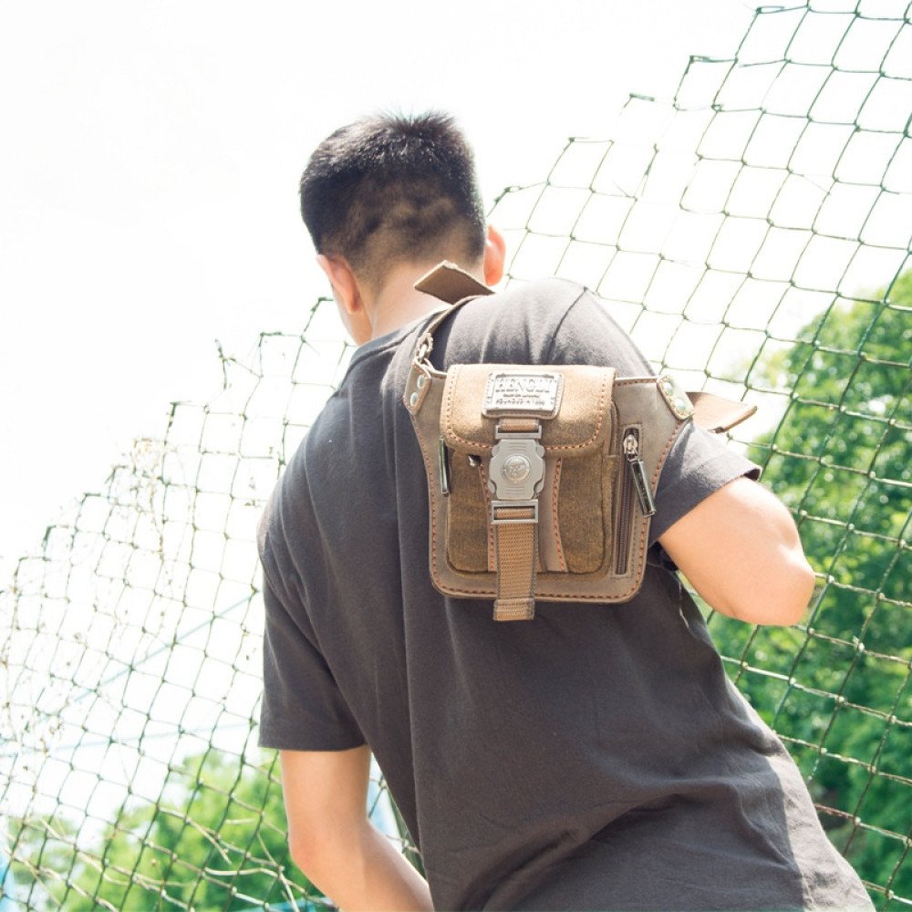 Canvas waist pack small vintage belt bag mens coffee black