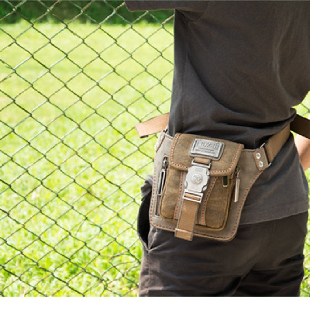 Canvas waist pack small vintage belt bag mens coffee black