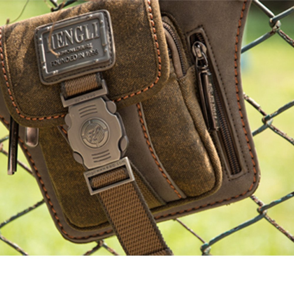 Canvas waist pack small vintage belt bag mens coffee black