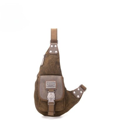 Saddle bag men's canvas sling chest bag coffee black