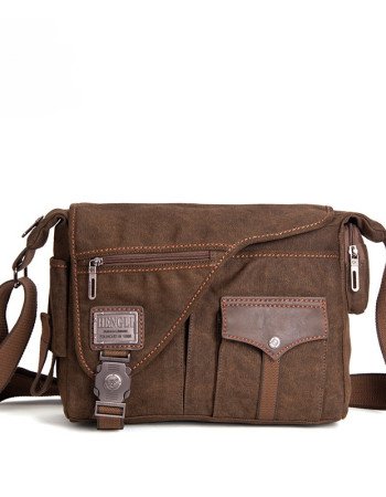 Ipad canvas messenger bag men's canvas satchel coffee black