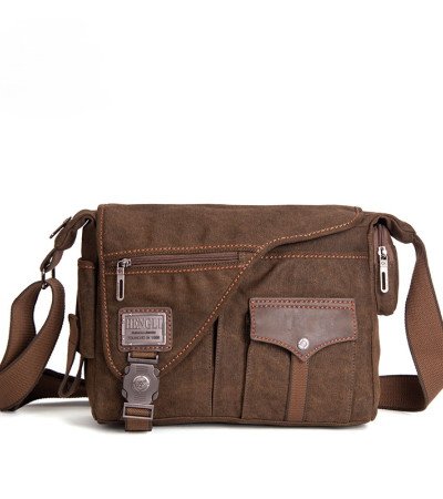 Ipad canvas messenger bag men's canvas satchel coffee black