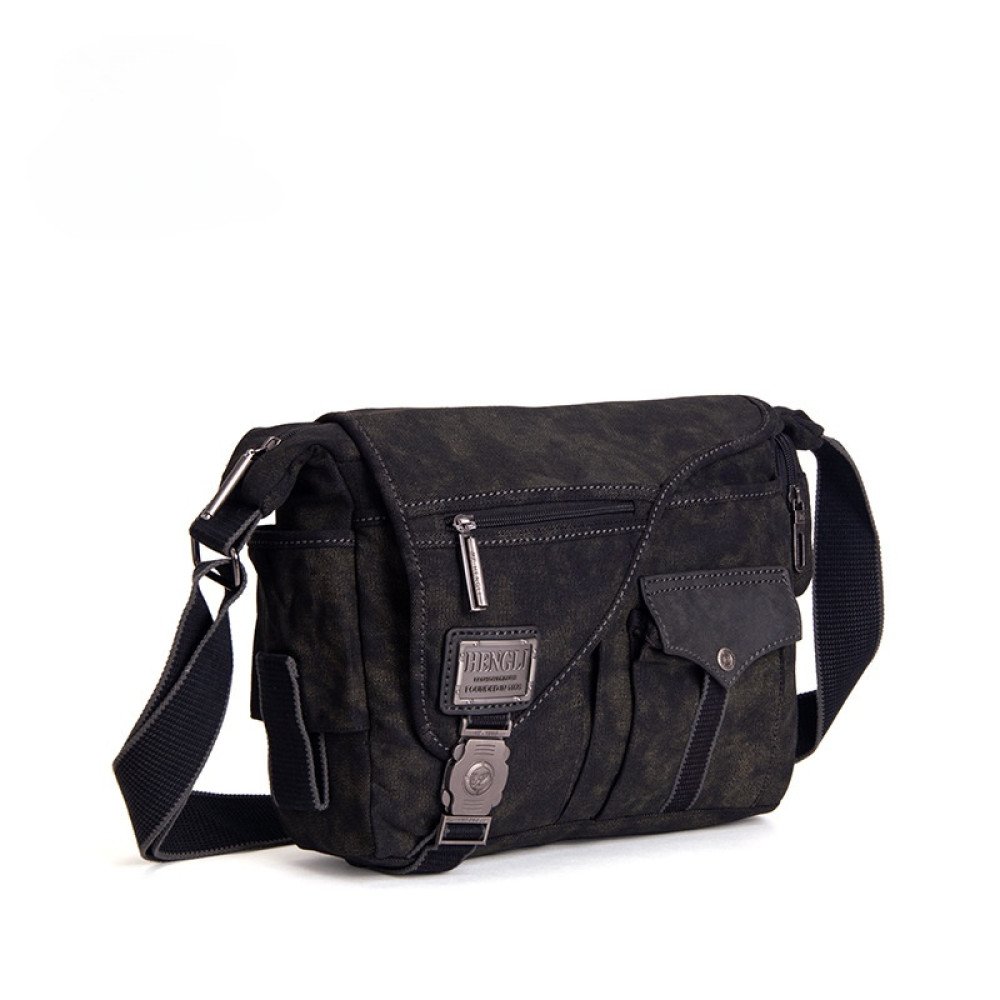 Ipad canvas messenger bag men's canvas satchel coffee black