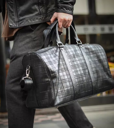 Weekender bag mens full grain leather duffle bag large