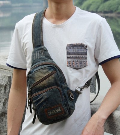 Denim sling bags for men women crossbody chest bag best sling pack
