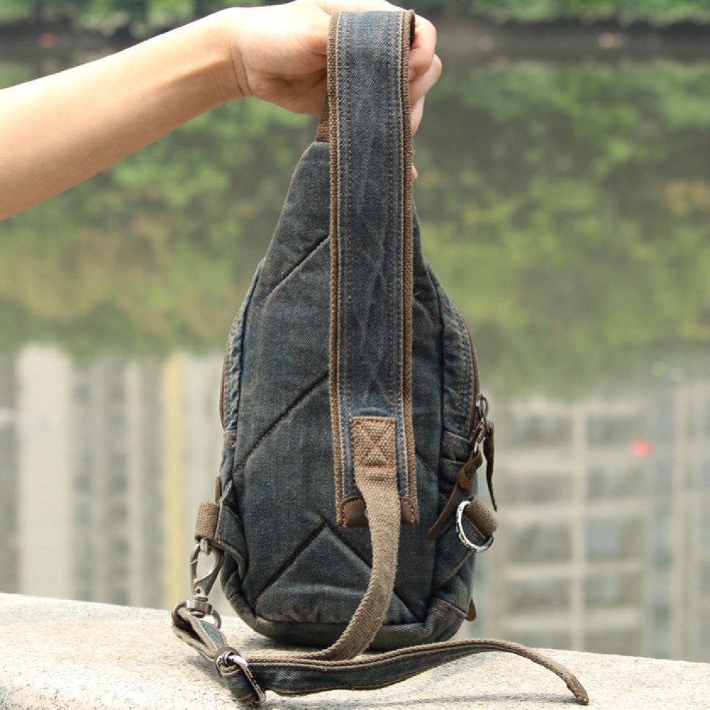 Denim sling bags for men women crossbody chest bag best sling pack
