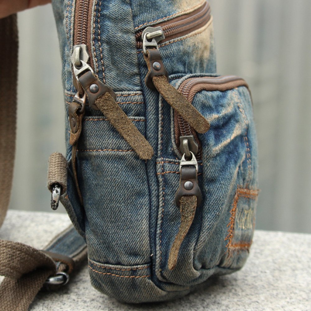 Denim sling bags for men women crossbody chest bag best sling pack
