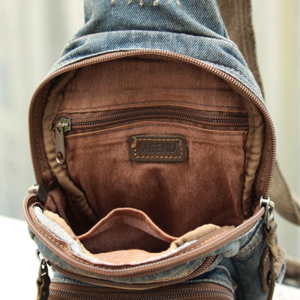 Denim sling bags for men women crossbody chest bag best sling pack