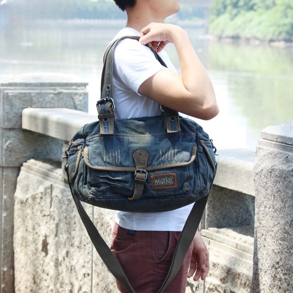 Denim hand bag vintage shoulder bag denim crossbody unisex
