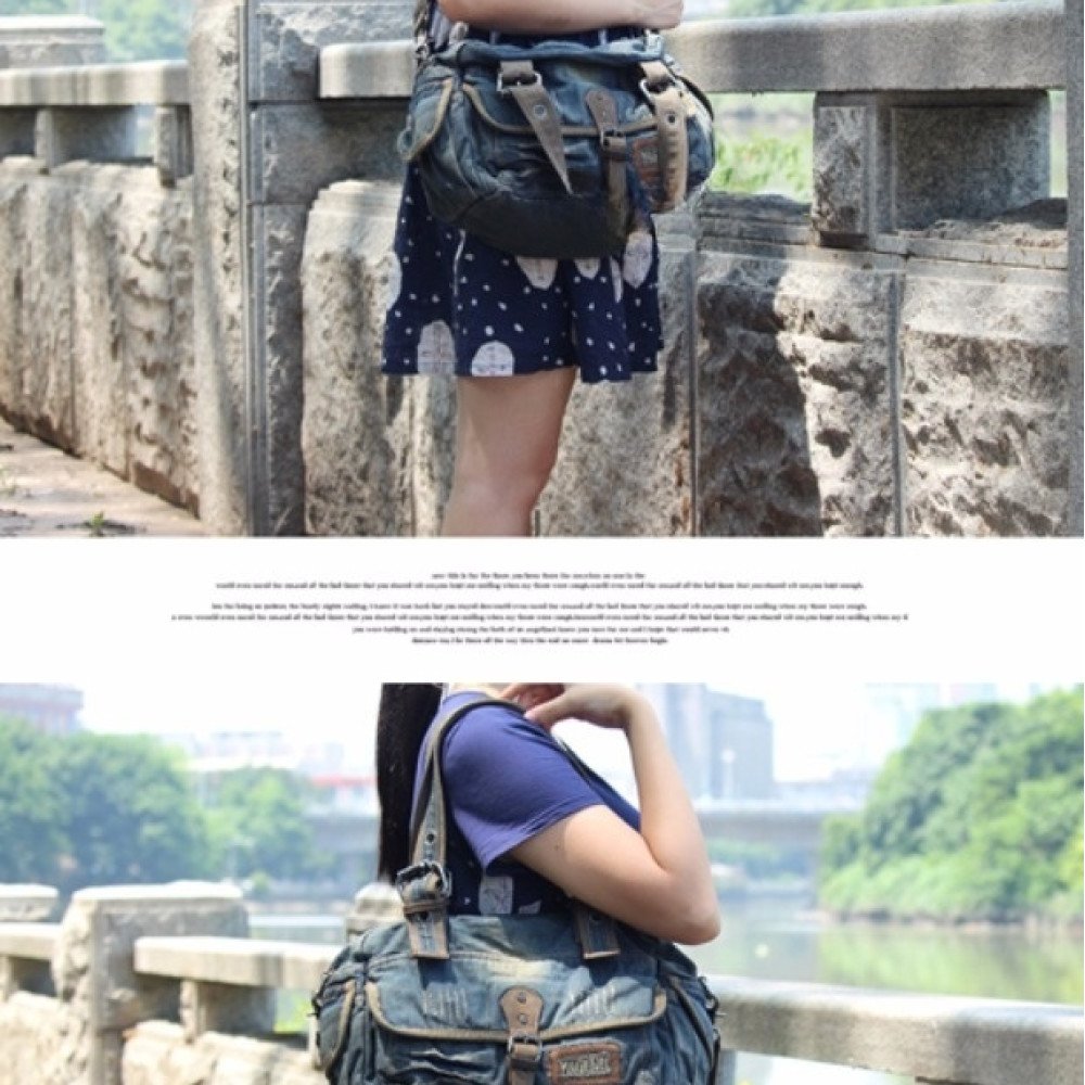 Denim hand bag vintage shoulder bag denim crossbody unisex