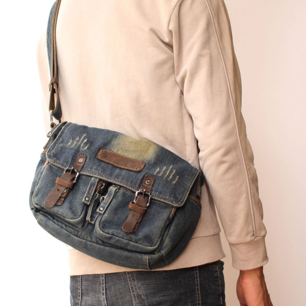 Jean crossbody bag vintage denim bag mailman