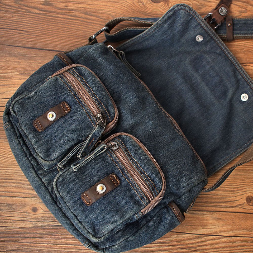 Jean crossbody bag vintage denim bag mailman