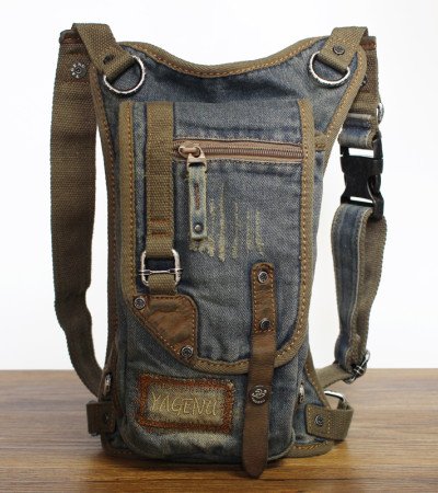 Shoulder bag denim mens leg bag motorcycle messenger bag