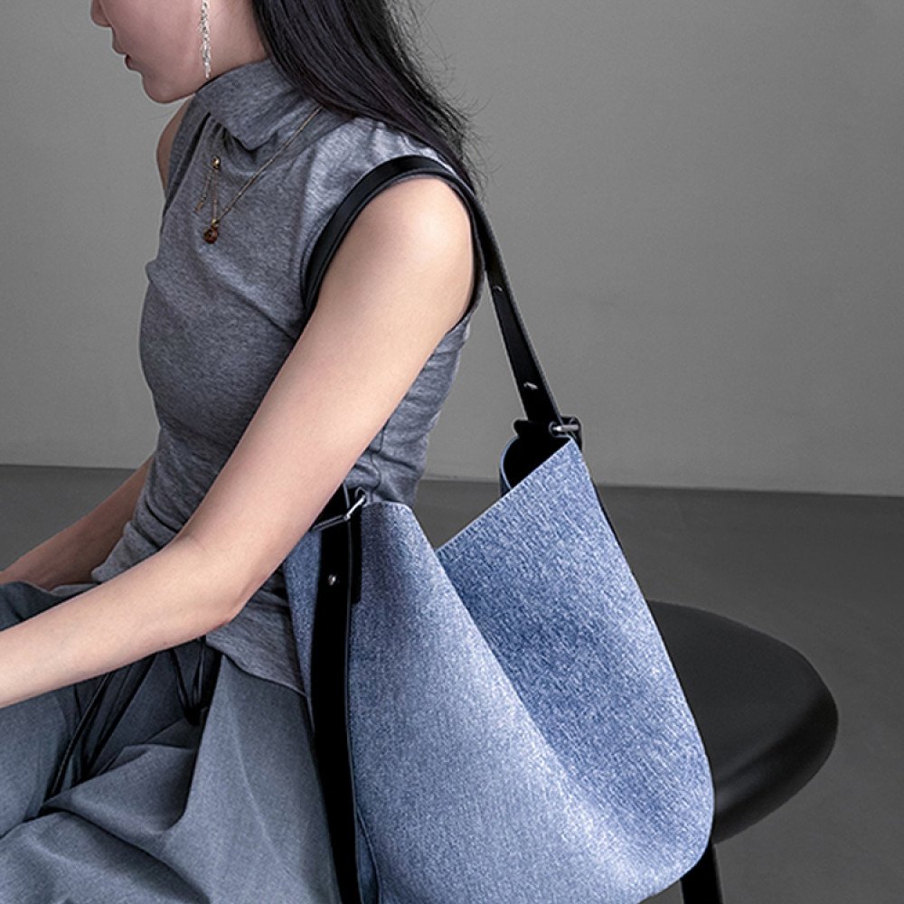 Denim shoulder bag jean bag tote denim bucket bag ladies